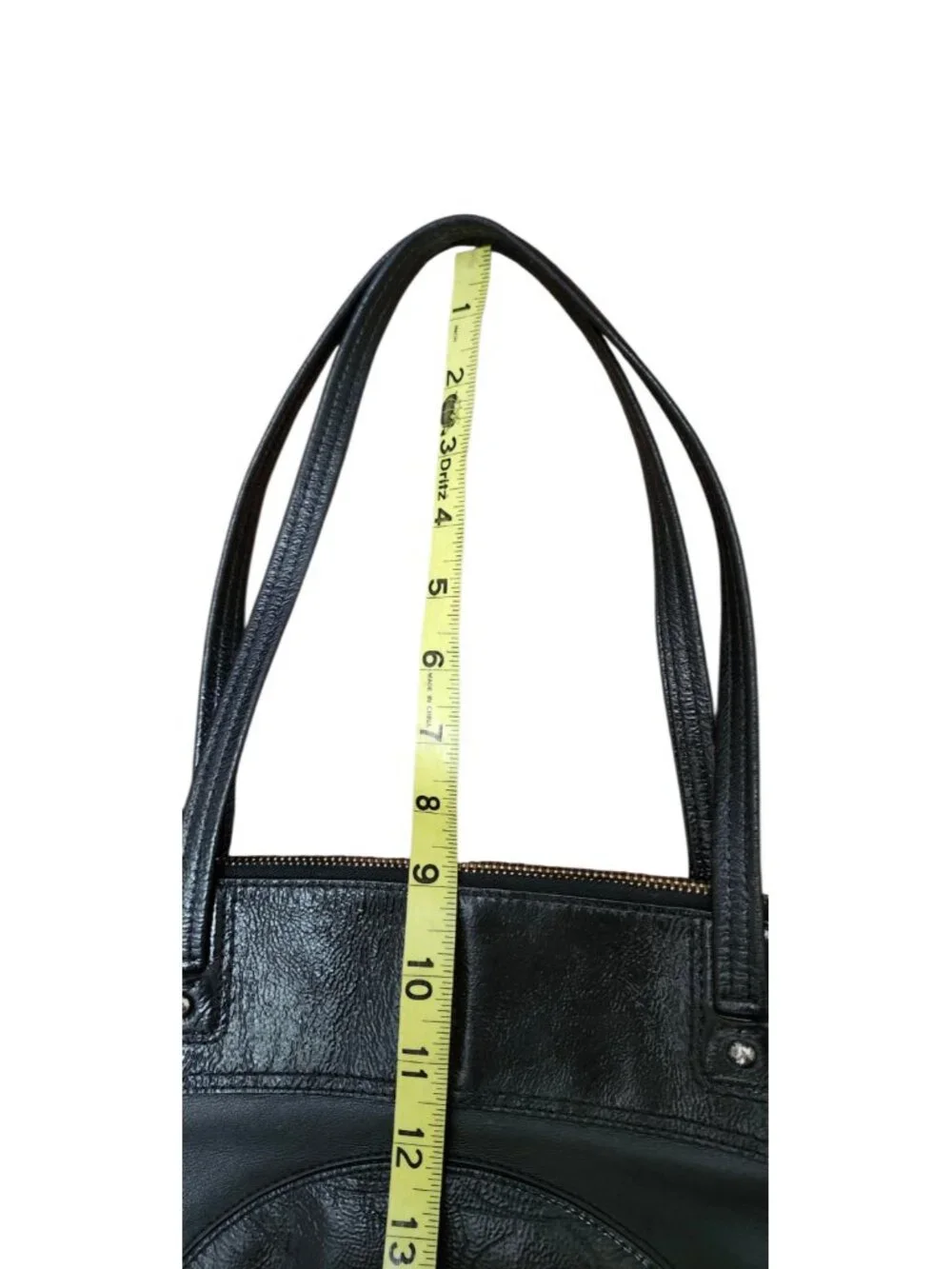 Coach Black Leather Tote Bag Large Signature Embossed Shoulder Bag Zip Top Class - Picture 12 of 13